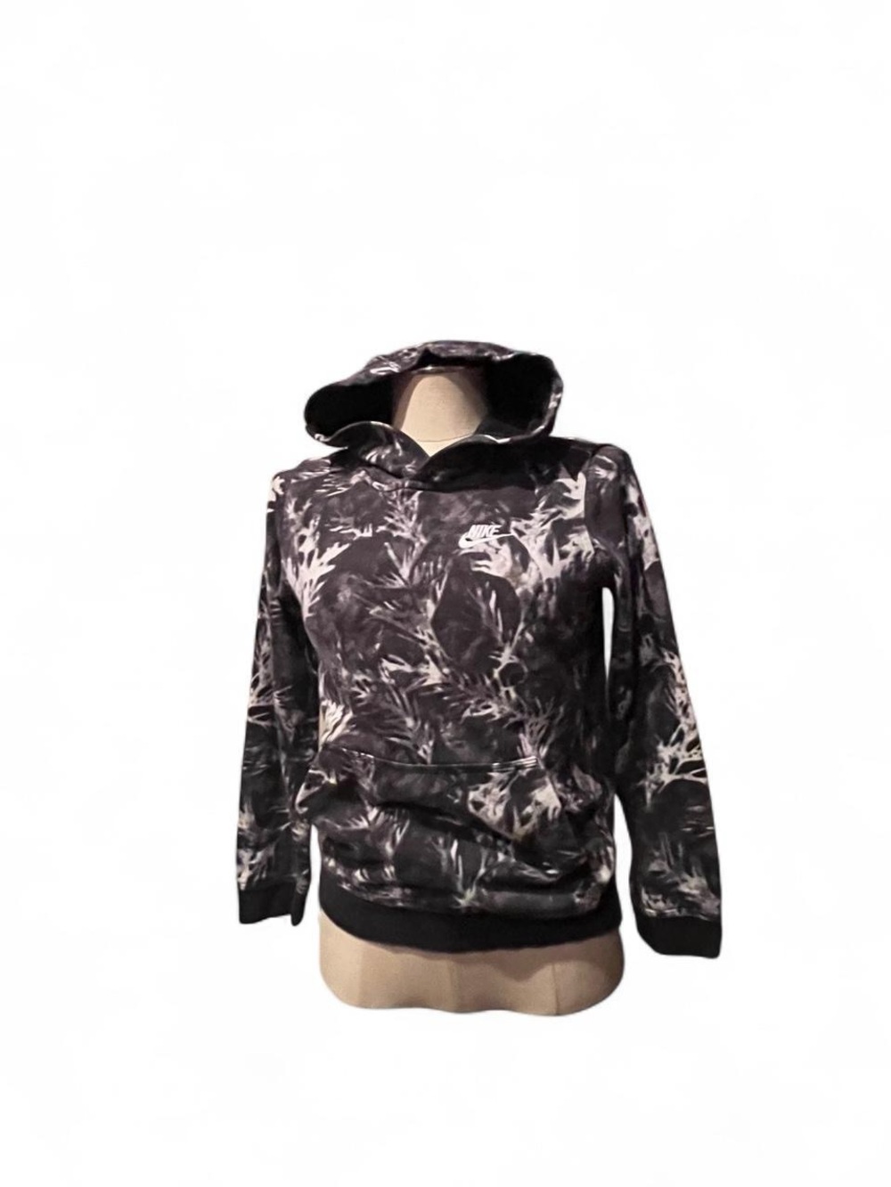 Nike Black & White Camouflage-Style Hooded Sweatshirt